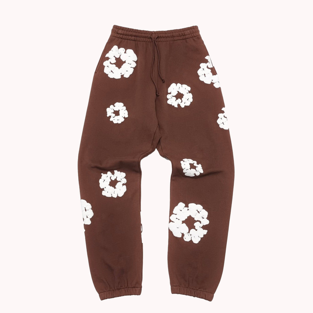 Denim Tears Men's And Women's Spring And Autumn Fashion Trends High Street Kapok Flower Casual Cotton Ribbed Loose Pants Ngvp #8877
