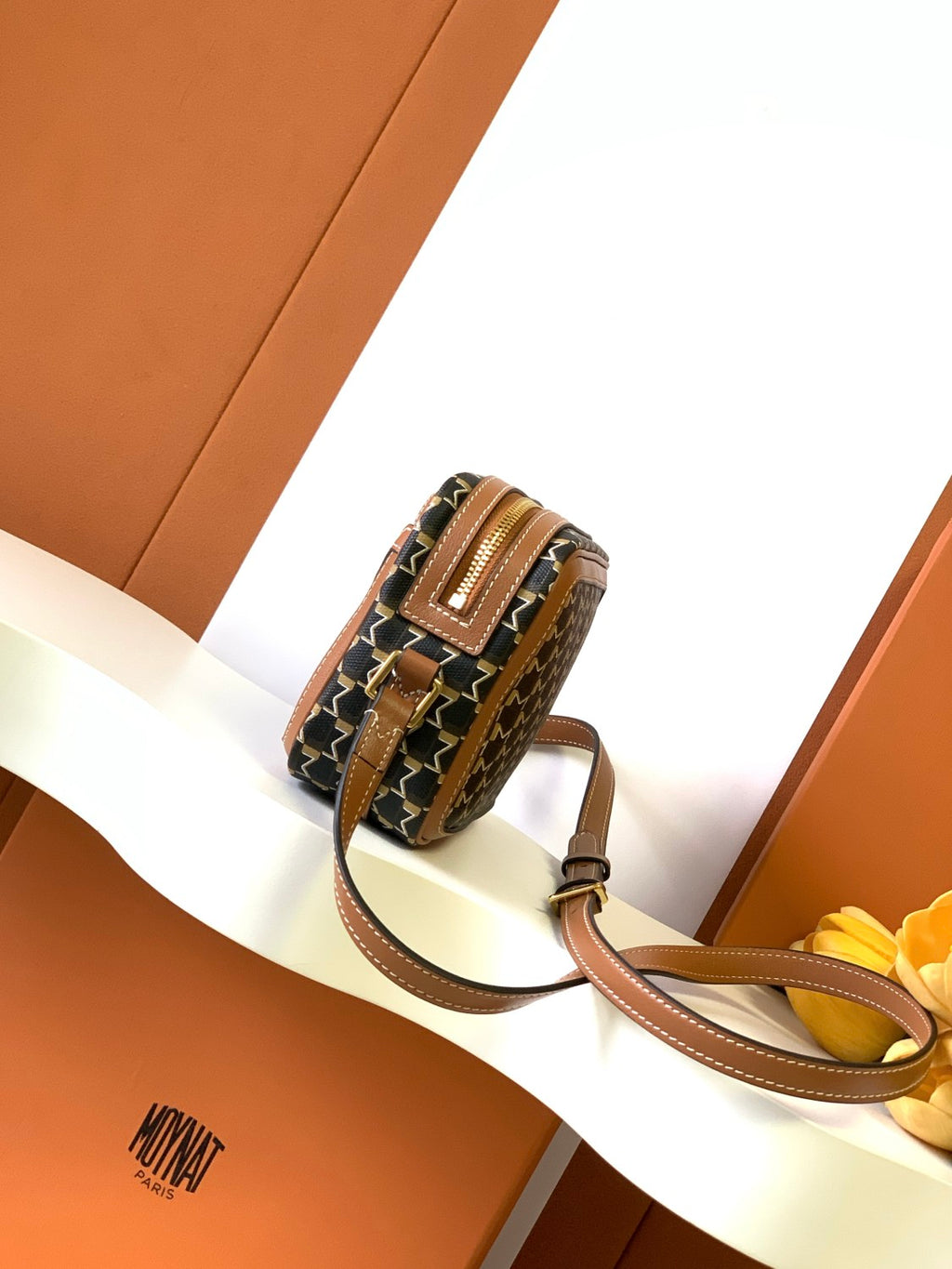 Moynat Women's Fashion Casual Color Blocked M-Shaped Cut Out Patch Pockets Zipper Closure Adjustable Straps Camera Bag Crossbody Bag Shoulder Bag Bags #78976