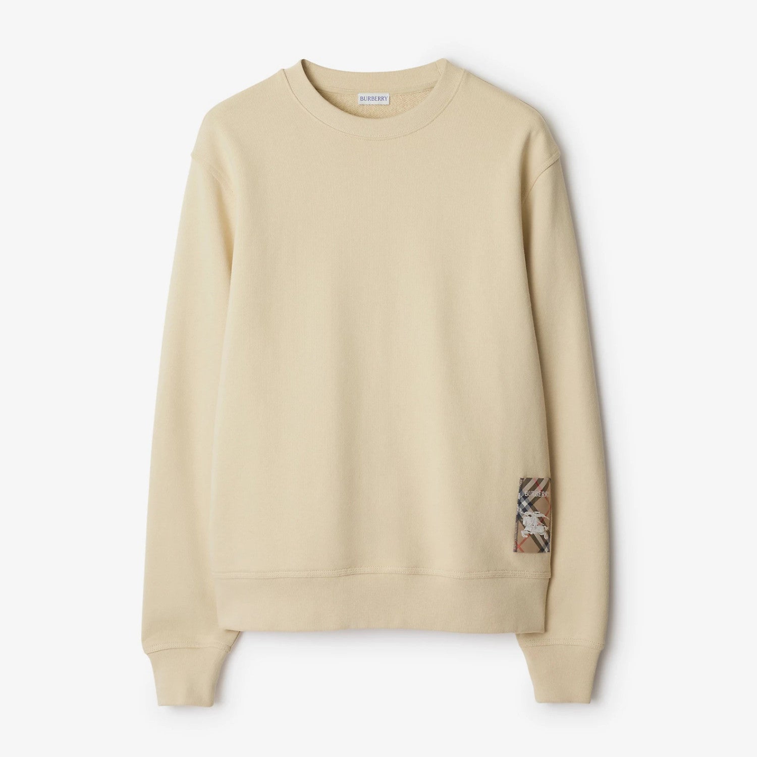 Burberry Men's Spring and Autumn Solid Color Checkered Printed Label Loose Round Neck Long Sleeve Sweatshirt #74744