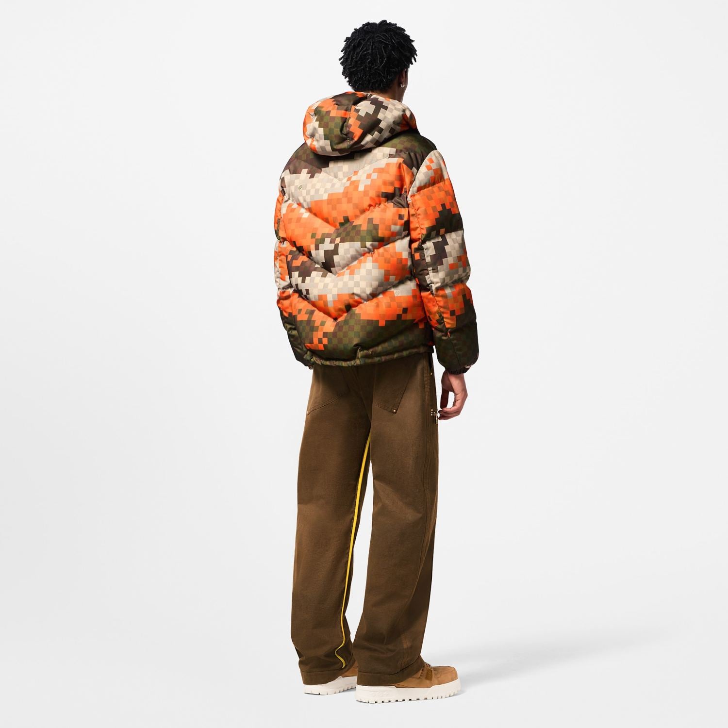 Louis Vuitton Men's Autumn And Winter Checkerboard Check Print Long Sleeve Loose Hooded Puffer Down Jacket Ngvp #9393
