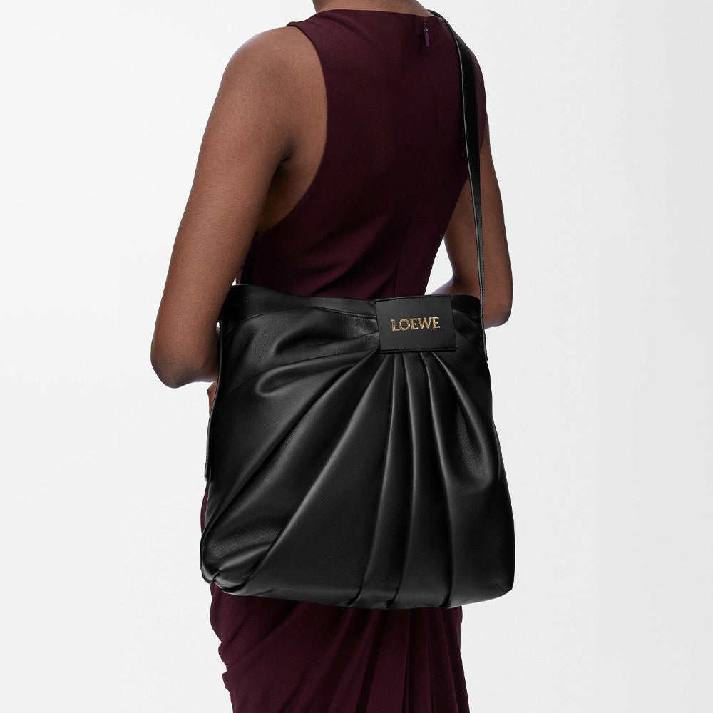 Loewe Draped Tote in Mellow Nappa Lambskin Black #336454