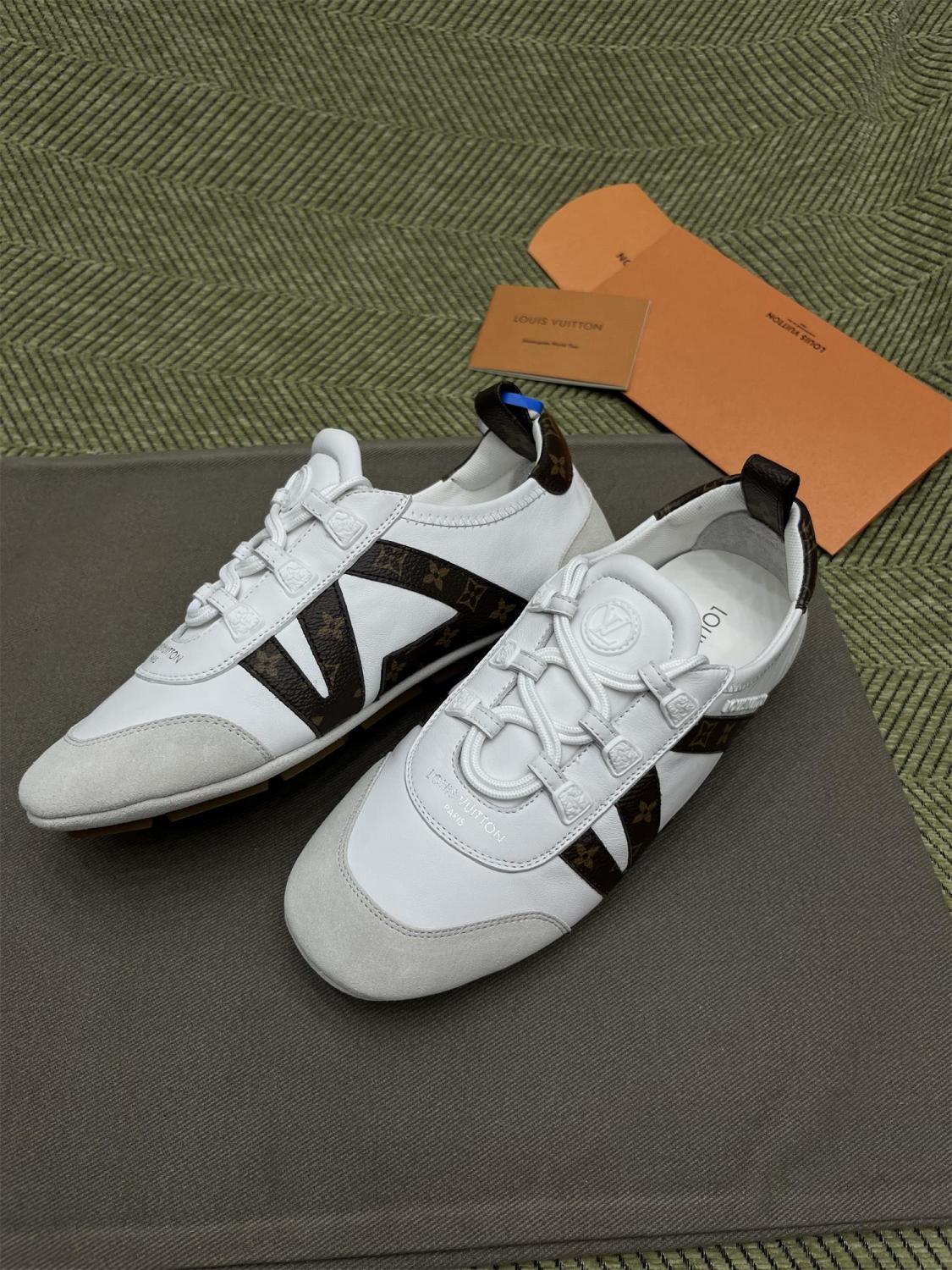 Louis Vuitton SNEAKERINA Women's Four Seasons Colorblocking Round Toe Lace Up Sheepskin Low Top Ballet Derby Shoes #77422