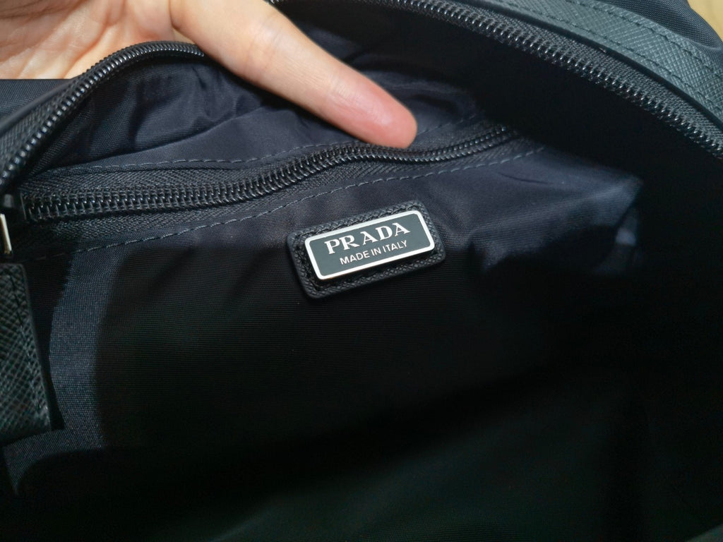 PRADA New Regenerated Nylon Enameled Triangle Logo Saffiano Leather Travel Storage Bag Toiletry Bag #332316
