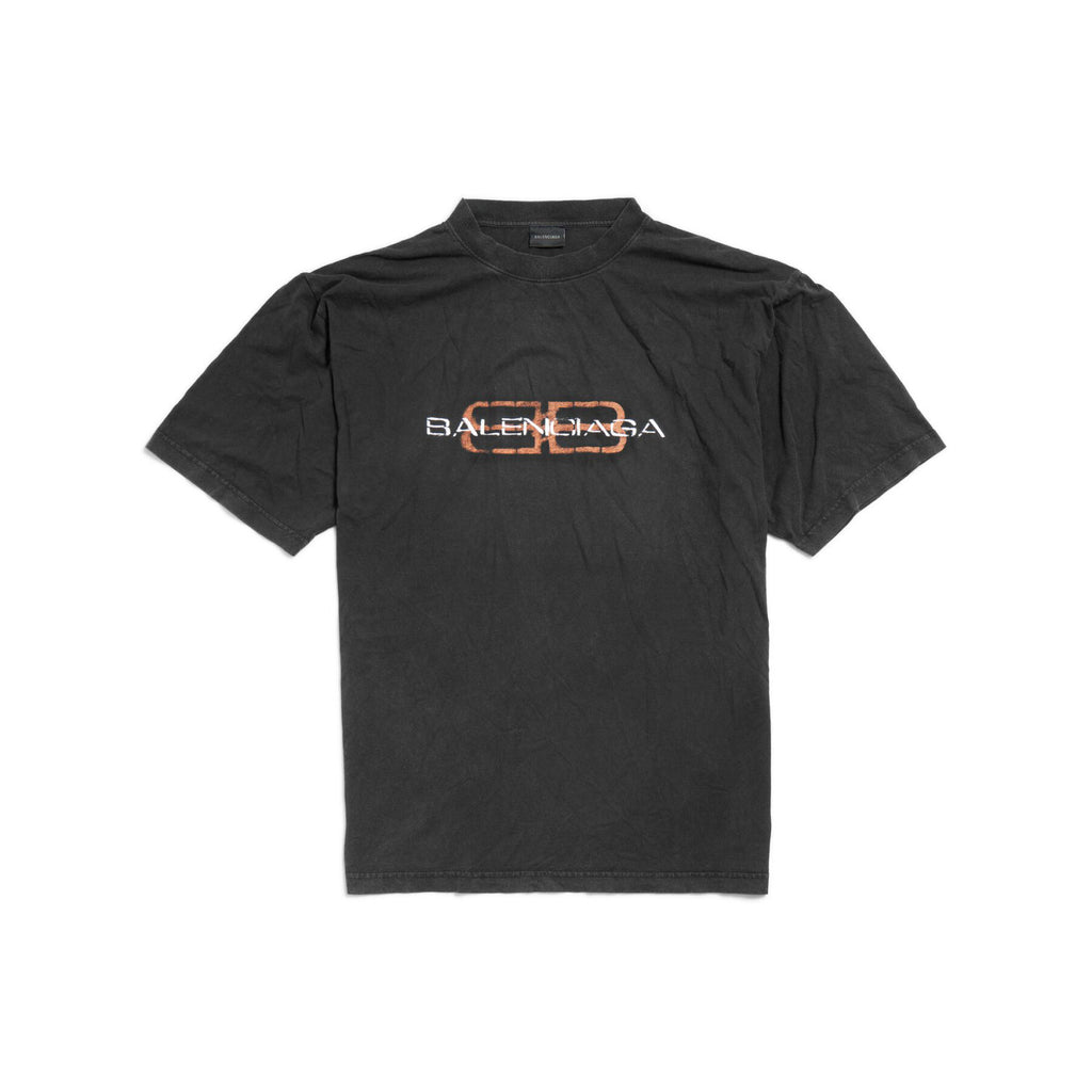 Balenciaga BB ICON STENCIL Men's Summer Fashion Casual Crew Neck Vintage Plain Knit Oversized Loose Fit T-Shirt #78613