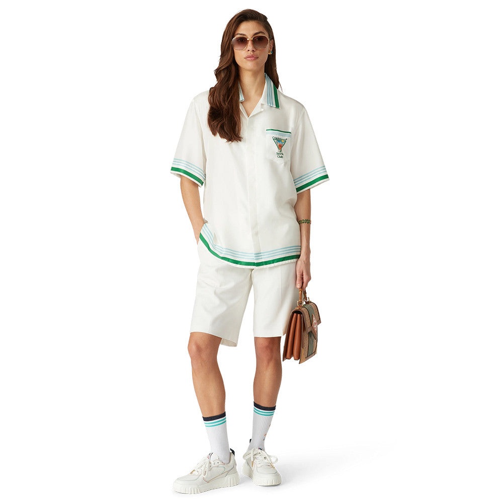 Casablanca Metaphysical Tennis Icon Short Sleeve Silk Shirt Shorts #337184
