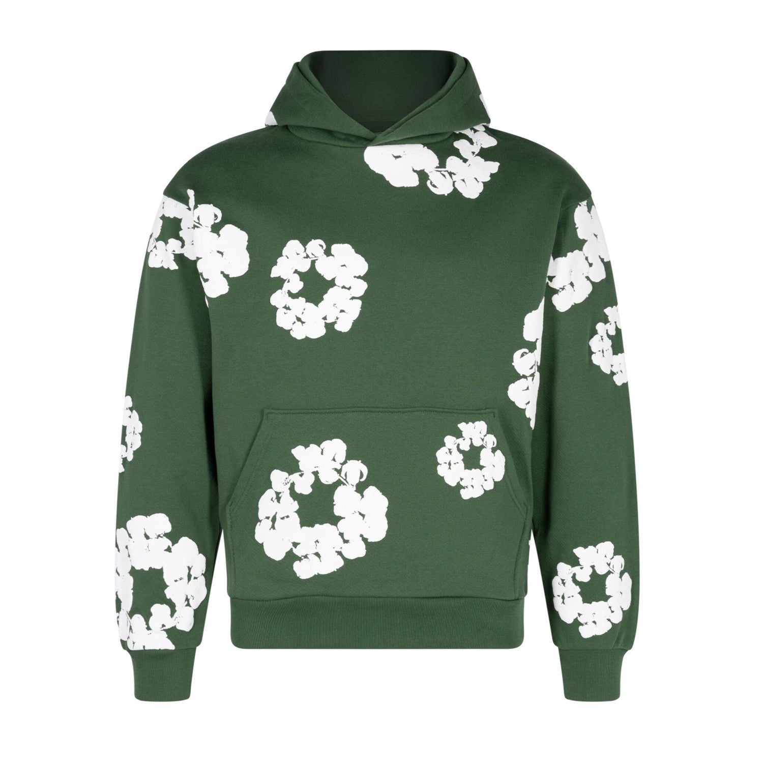 Denim Tears Men's Women's Spring & Autumn Floral Print Pocket Long Sleeve Solid Color Fit Cotton Hooded Sweatshirt Ngvp #8853