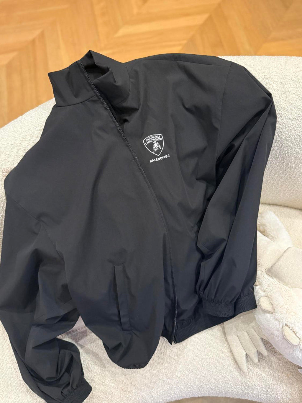 Balenciaga x Lamborghini Men's Spring/Autumn Solid Colour Car Logo Print Zipper Long Sleeve Sports Jacket #77568