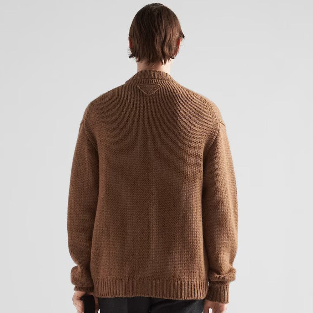 Prada Men's Women's Spring And Autumn Fashion Solid Color V-neck Single-Breasted Long Sleeve Wool Loose Cardigan Ngvp #7361