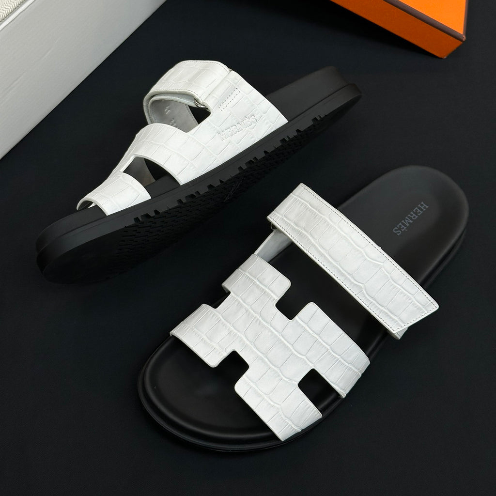 Hermes Men's Women's Simple Comfortable Velcro Casual Leather Sandals Slippers Shoes #76396