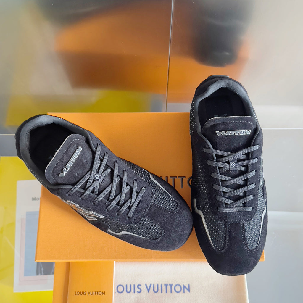 Louis Vuitton LV Rally Men's Solid Color Round Toe Lace-Up Low Top Thin Sole Cowhide Leather Sneakers Shoes #77475