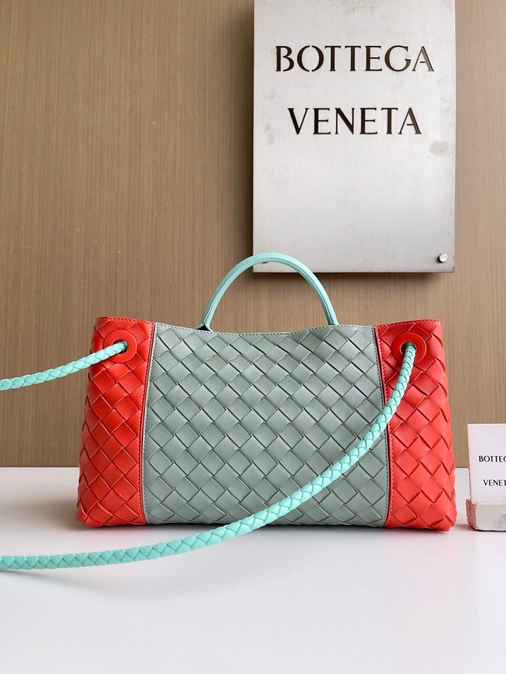 Bottega Veneta Women's Fashion Classic Color-Block Leather Handwoven Tote Bag Bags #79177