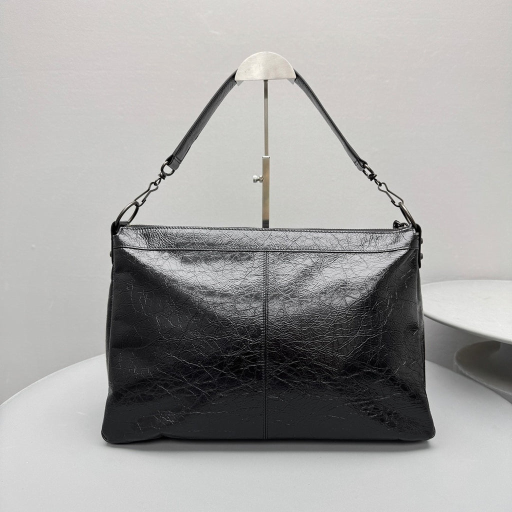 Balenciaga LE CITY MOTO Men's And Women's Fashion Solid Color Leather Zipper Closure Large Capacity Adjustable Shoulder Strap Biker Bag Travel Tote Shoulder Bag Bags 8461862ABEK1000 #79568