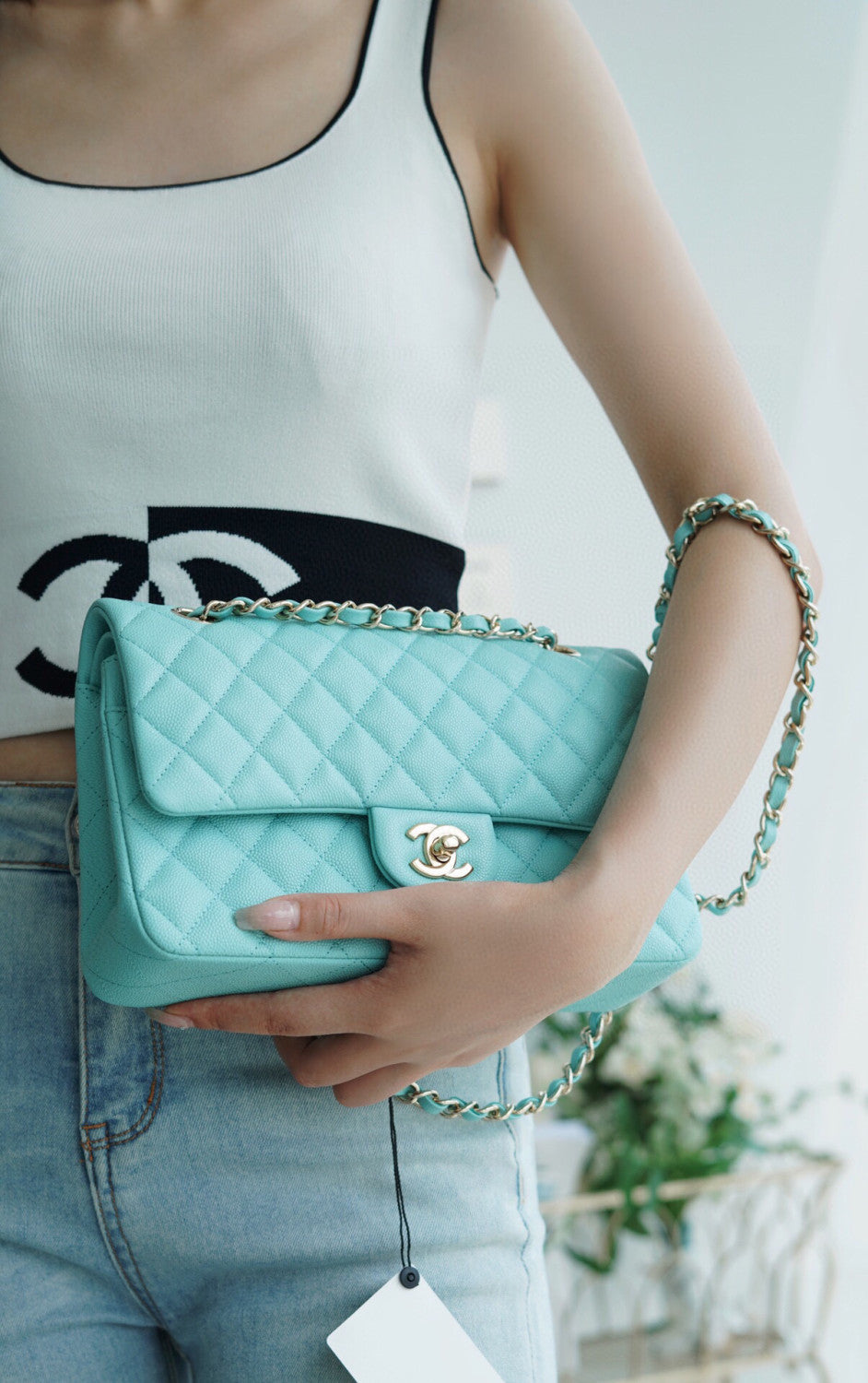 Chanel Women Classic Flap Solid Color Particle Embossed Calfskin Chain Bag Mouth Cover Bag Casual Shoulder Bags CF #71675