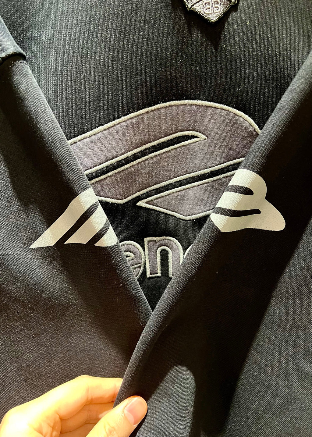 Balenciaga Men's 3b Football Polo Hoodie in Black anthracite #334489