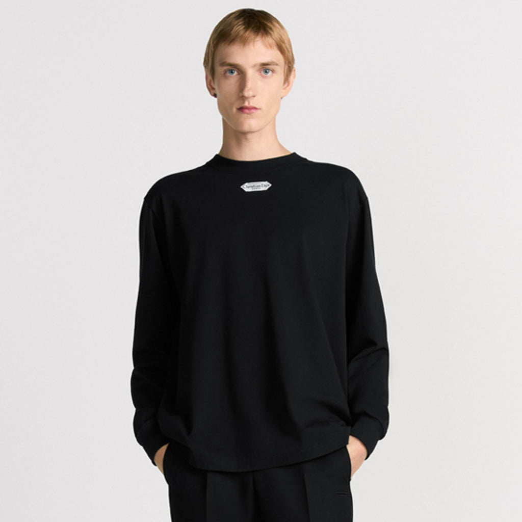 Dior Men's Spring/Fall Fashion Casual Solid Color Crew Neck Loose Fit Long Sleeve Cotton Plain Weave Knit Fabric Long Sleeve Sweatshirt #78565