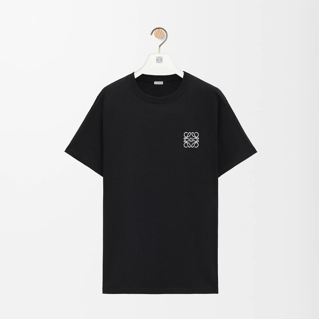 Loewe Men's Summer Embroidered Logo Pattern Round Neck Solid Color Cotton Short Sleeve T-Shirt #75589