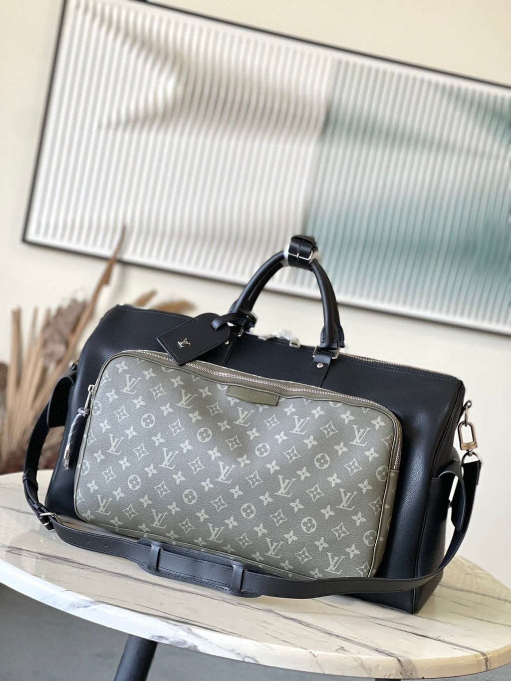 Louis Vuitton Keepall Bandoulière 50 Travel Bag Monogram Coated Canvas Zipper Lv Park Men's Crossbody Travel Bags M12690 #82144A