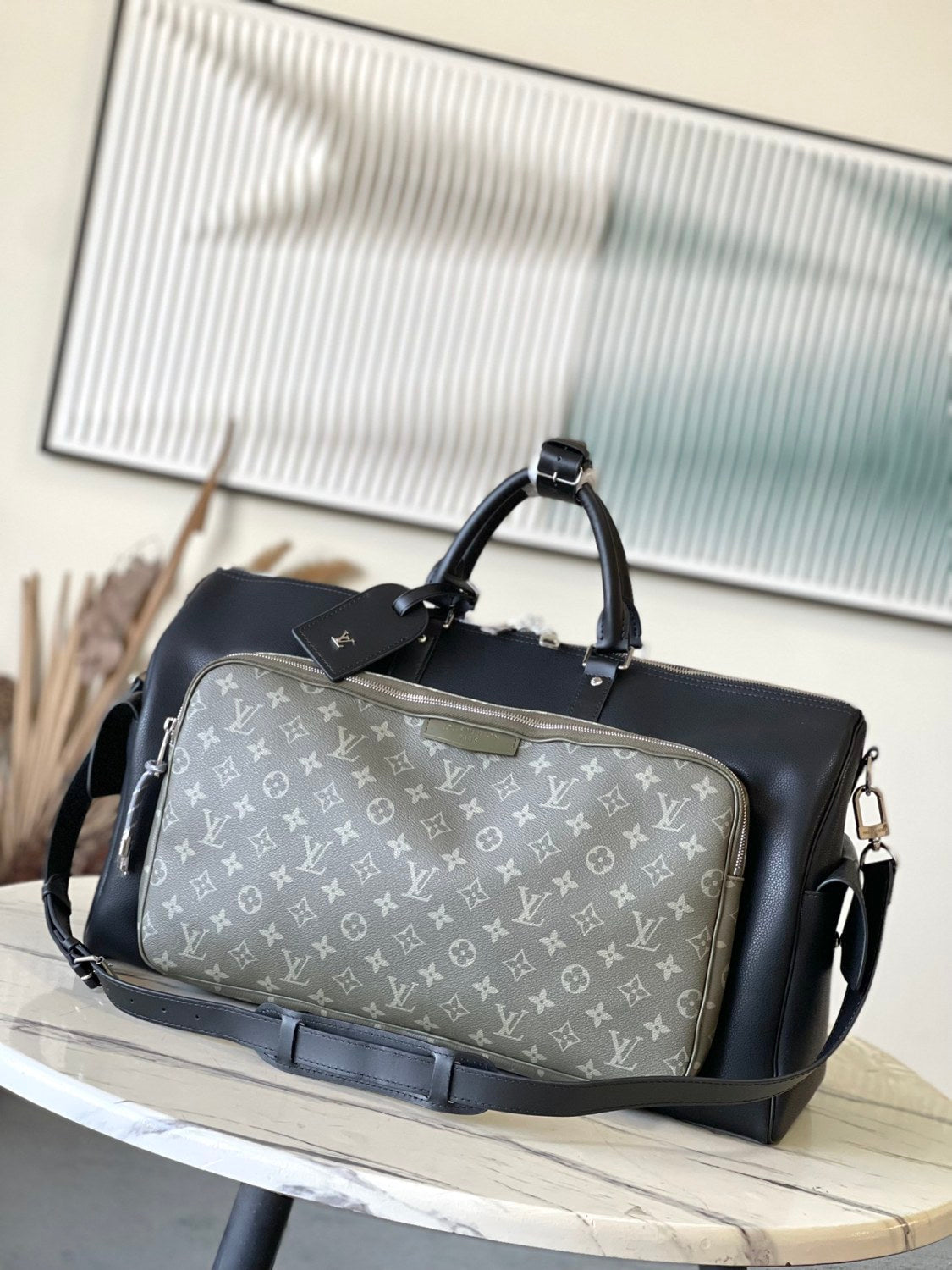 Louis Vuitton Keepall Bandoulière 50 Travel Bag Monogram Coated Canvas Zipper Lv Park Men's Crossbody Travel Bags M12690 #82144A