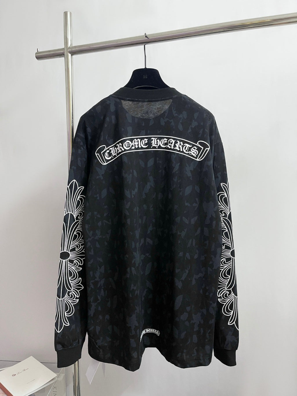 Chrome Hearts Men's Summer Black Logo Print Round Neck Straight Long Sleeve T-Shirt #73991