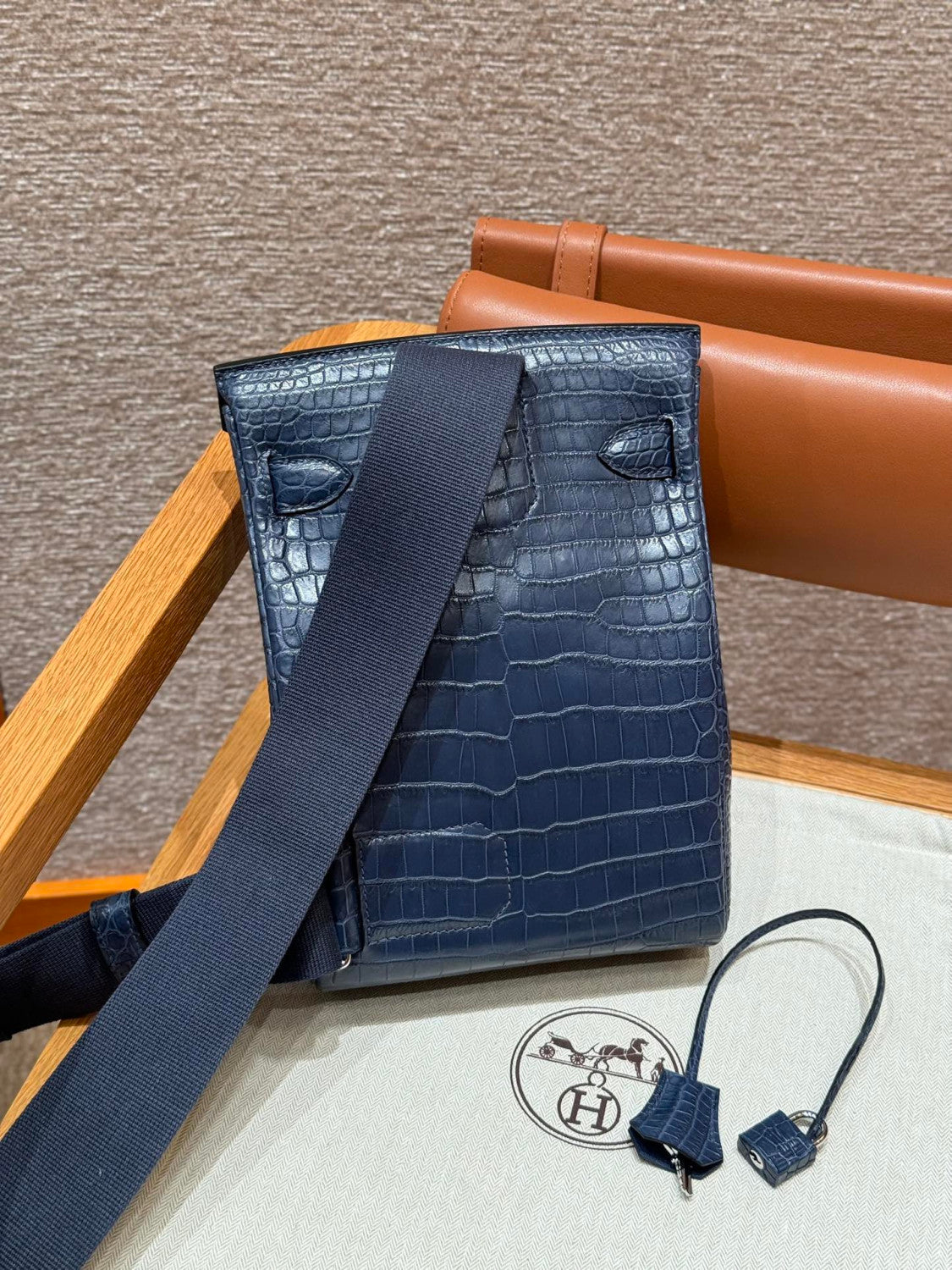 Hermes Hac A Dos Small Backpack 28cm Kelly Crossbody Bag Crocodile-print Special Leather Bag Shoulder Bag Togo From France #196033