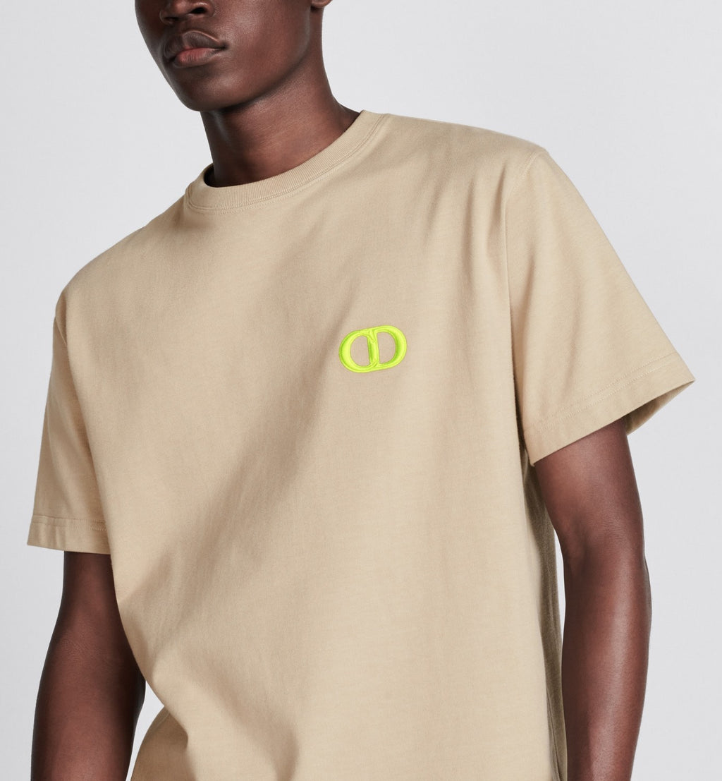 Dior Men's Summer Logo Embroidery Loose Solid Color Round Neck Cotton Short Sleeve T-Shirt #74449
