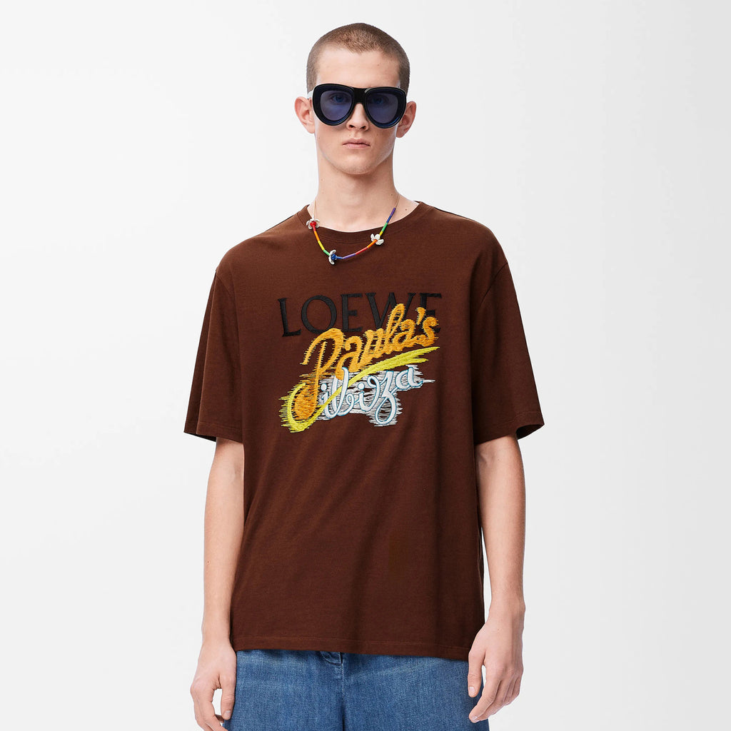 Loewe Men's Summer Embroidered Letter Print Solid Colour Cotton Round Neck Short Sleeve T-Shirt #76791