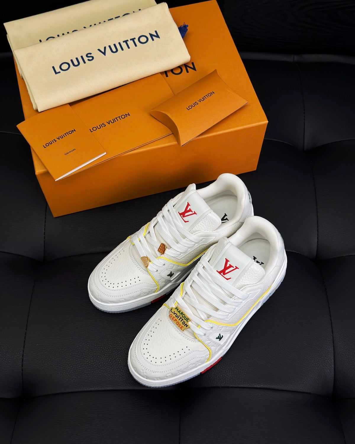 Louis Vuitton Men's And Women's Spring/summer Fashion Casual Round Toe Flat Lace Up Leather Low Top Casual Shoes #78352