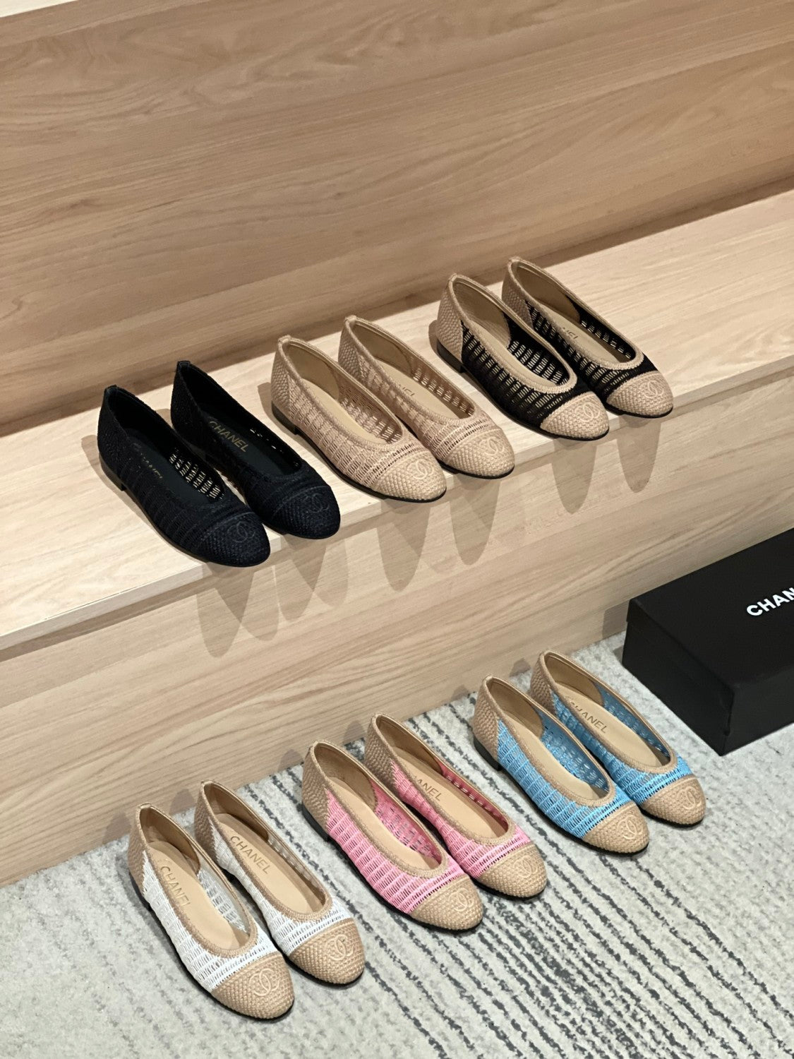 Chanel Women's Summer Colour-Block Knitted Casual Ballet Flats Shoes #76994