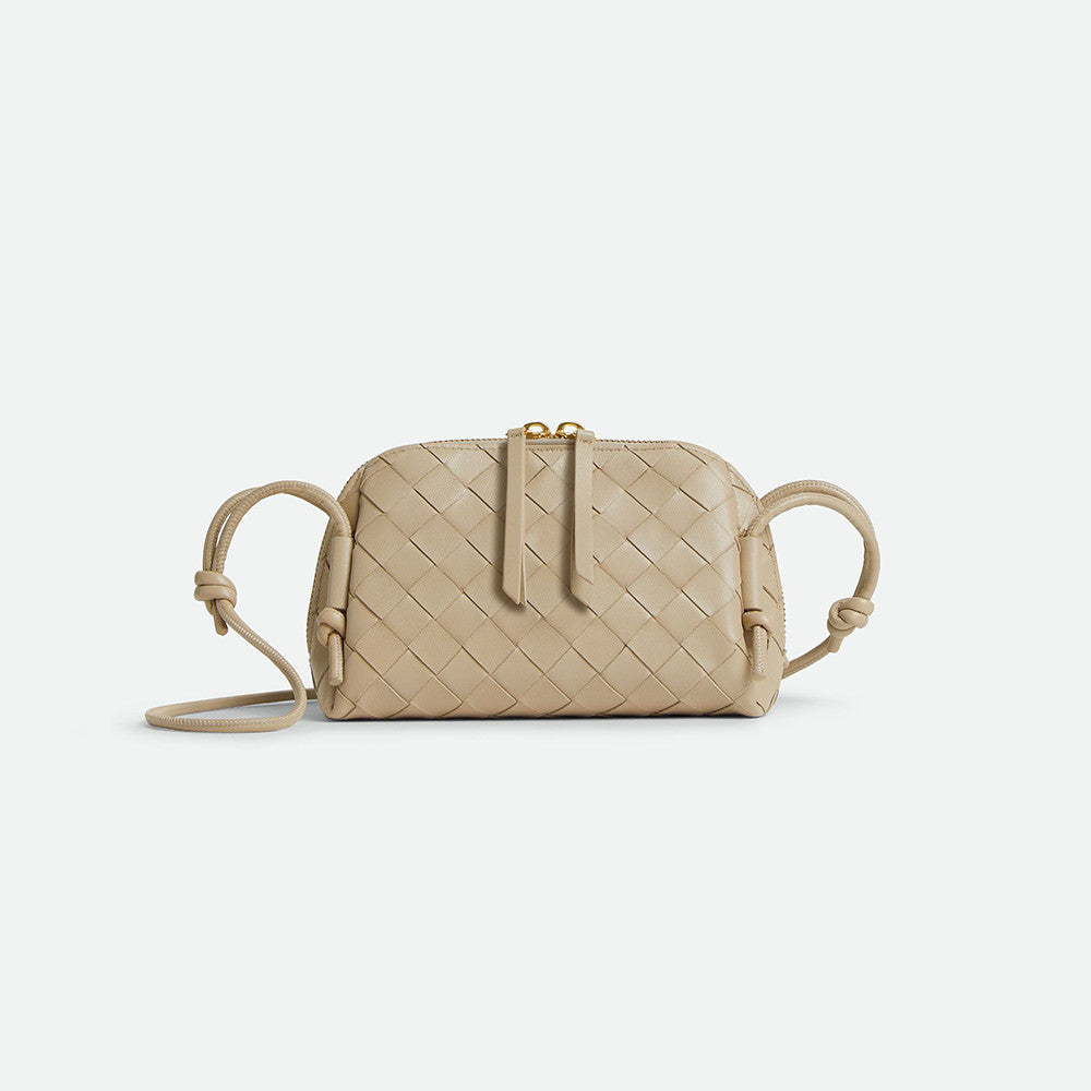 Bottega Veneta Women's Concert Intrecciato Weave Adjustable Tubular Shoulder Strap Sliding Knotted Sheepskin Clutch #332754