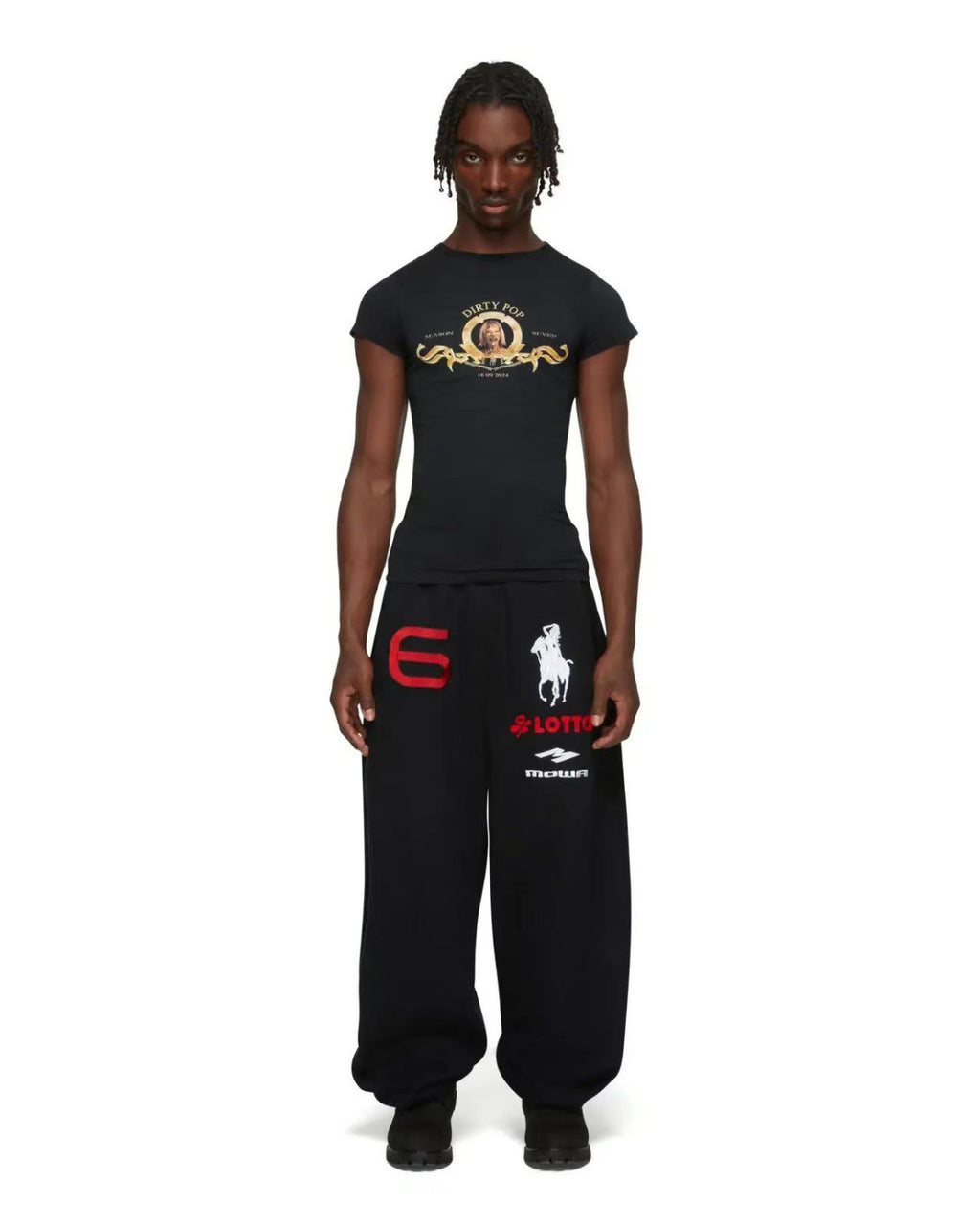 Mowalola Atl Opium Yvl Style Angel War Horse Embroidered Baggy Loose Wide Leg Sweatpants Men's Spring And Fall Fashion Pants #81432