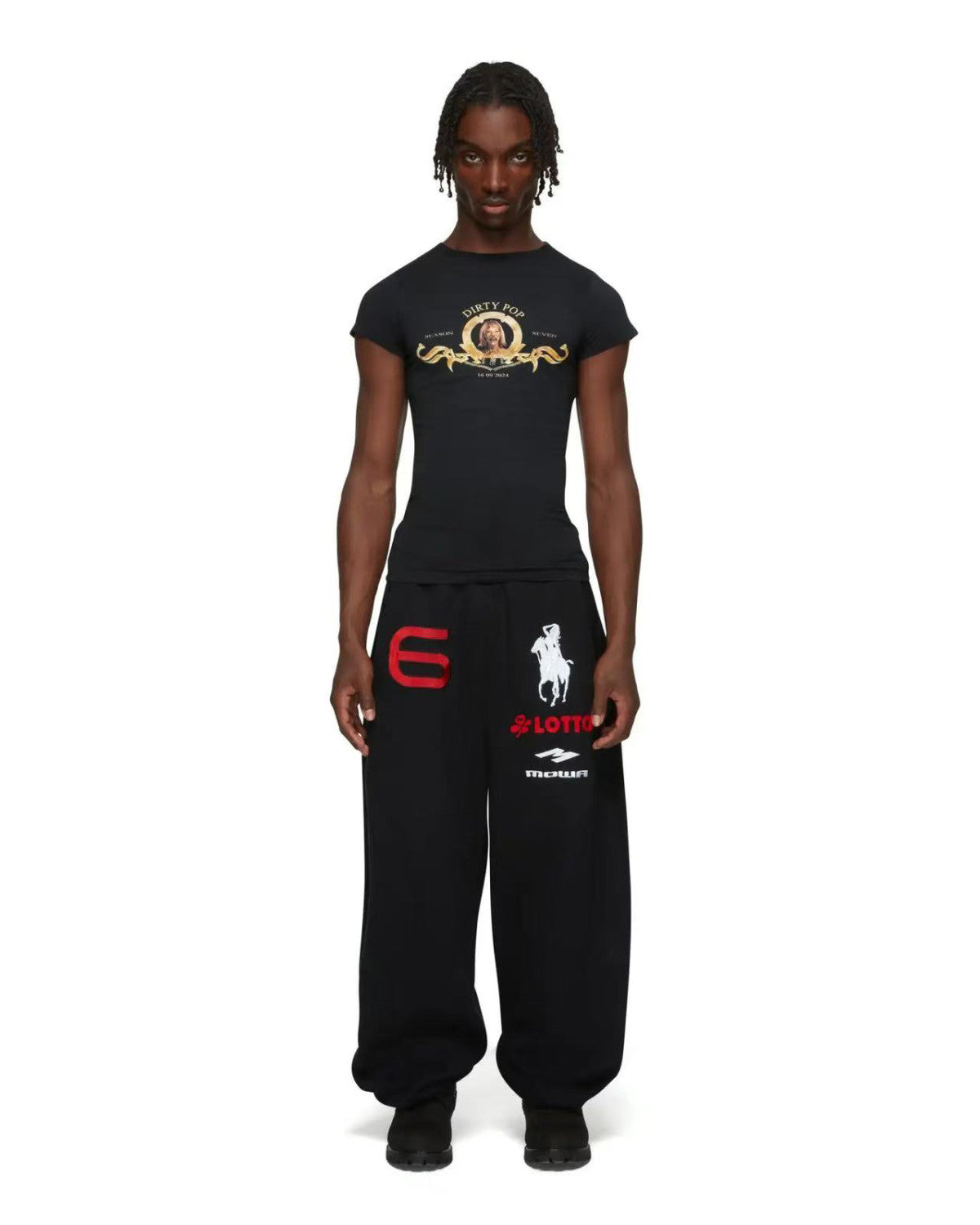 Mowalola Atl Opium Yvl Style Angel War Horse Embroidered Baggy Loose Wide Leg Sweatpants Men's Spring And Fall Fashion Pants #81432