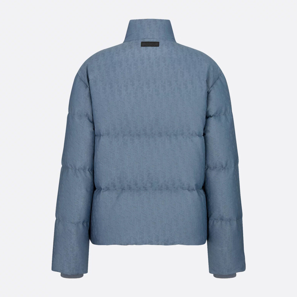 Dior Men's Fall And Winter Blue Dark Logo Print Lapel Single Breasted Long Sleeved Puffer Down Jacket #74511