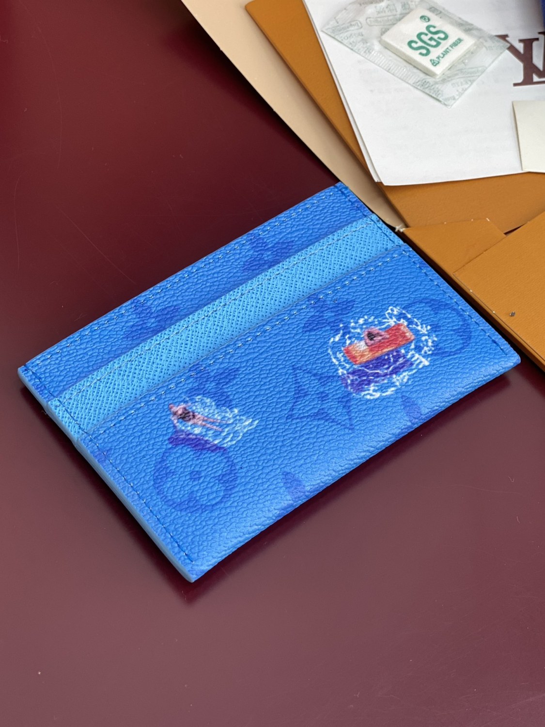 Louis Vuitton Double Men's Solid Color Logo Print Holiday Sports Series Leather Card Holder Wallet Bag Bags #77331
