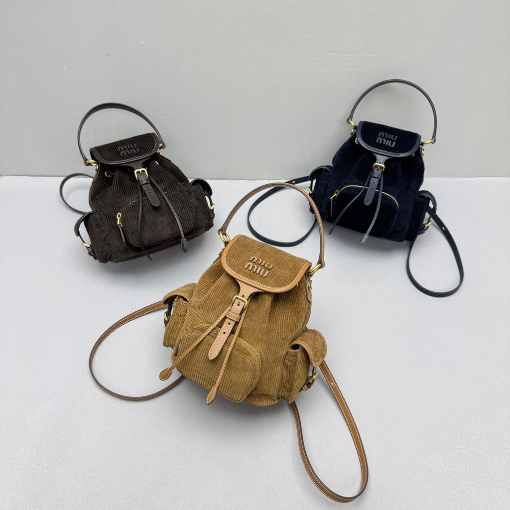 MiuMiu Small Cinnamon Corduroy Backpack #334156