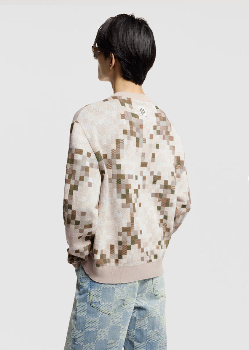 Louis Vuitton Men's Spring and Autumn Plaid Printed Round Neck Pullover Long Sleeve Knitted Sweatshirt #75129