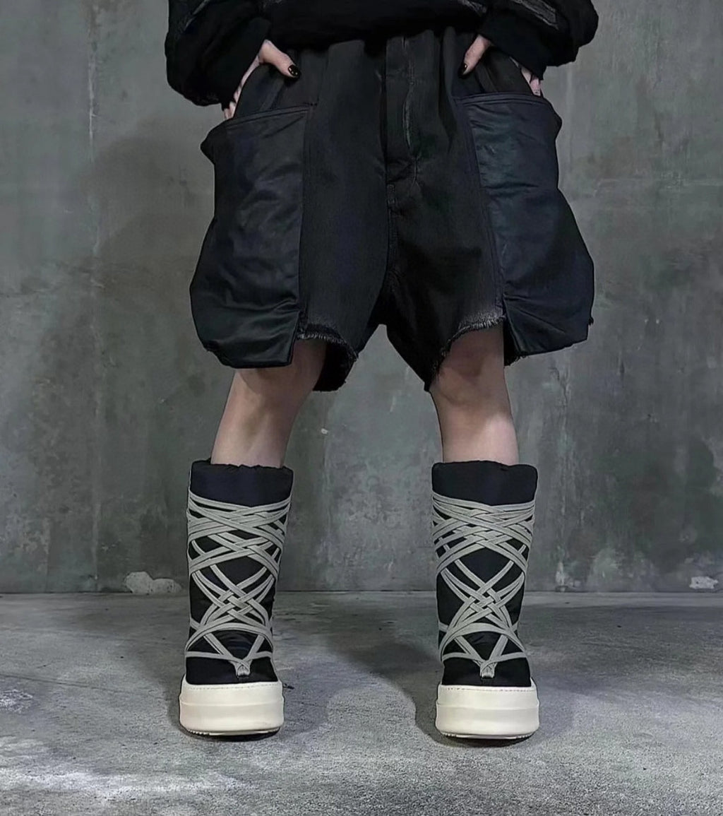 Rick Owens Men's Summer Cotton Cowhide Low Waist Zipper Loose Solid Color Casual Work Shorts Ngvp #9486