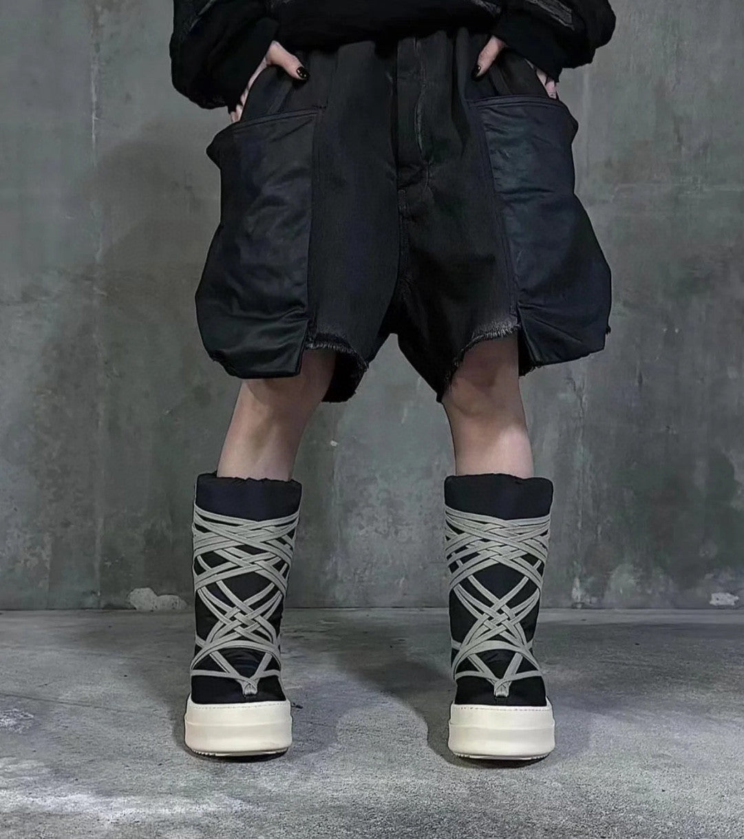 Rick Owens Men's Summer Cotton Cowhide Low Waist Zipper Loose Solid Color Casual Work Shorts Ngvp #9486