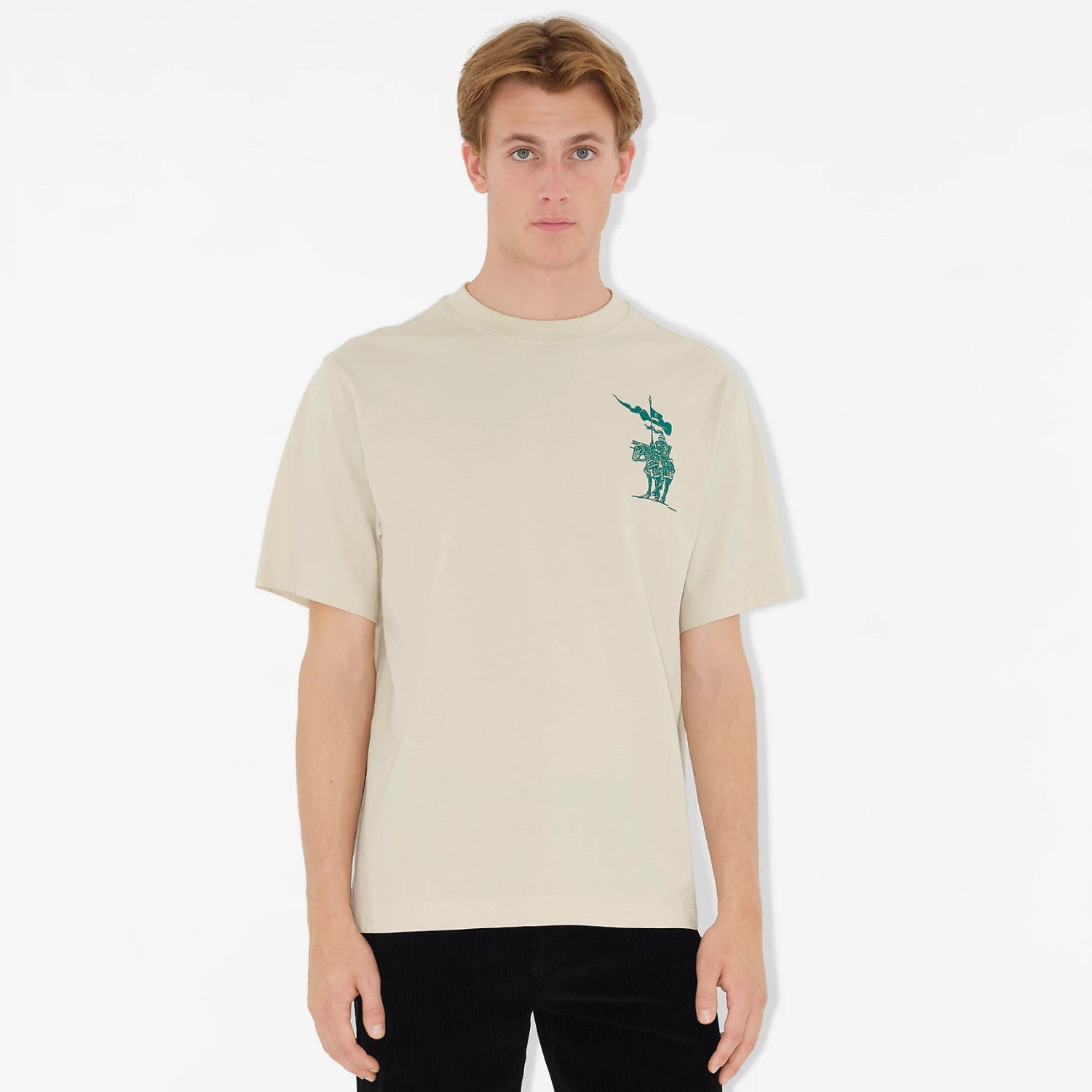 Burberry Men's Summer Knight Print Solid Color Cotton Round Neck Casual T-shirt #75516