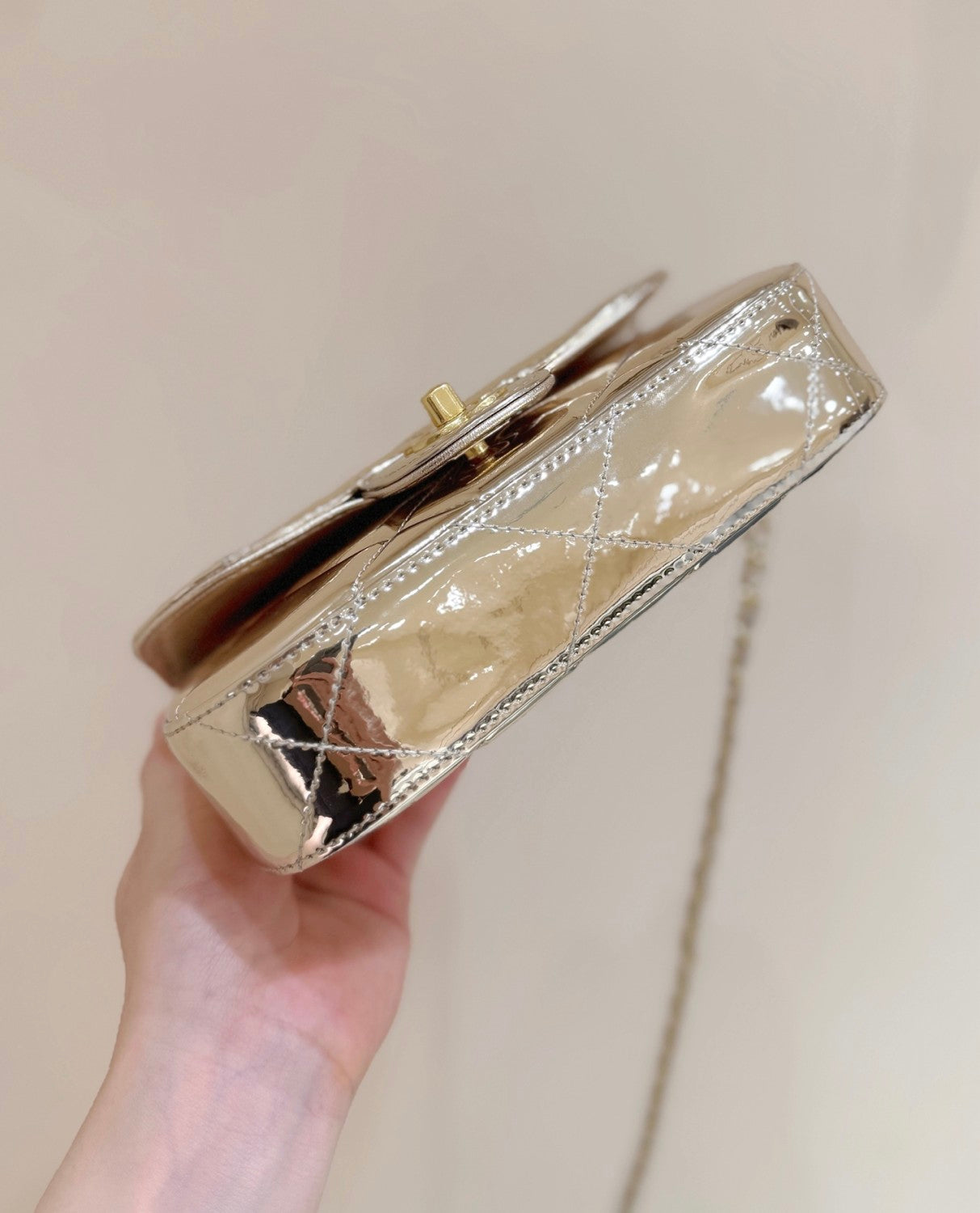 Chanel Small Clutch With Chain Mirror Calfskin Metal #375531