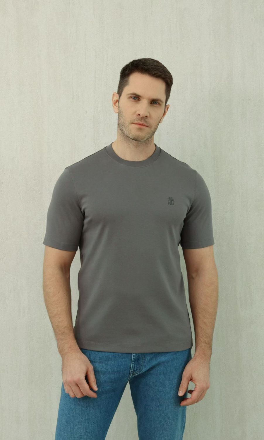Brunello Cucinelli Cotton Jersey Slim Fit Crew Neck T-shirt With Logo #376925