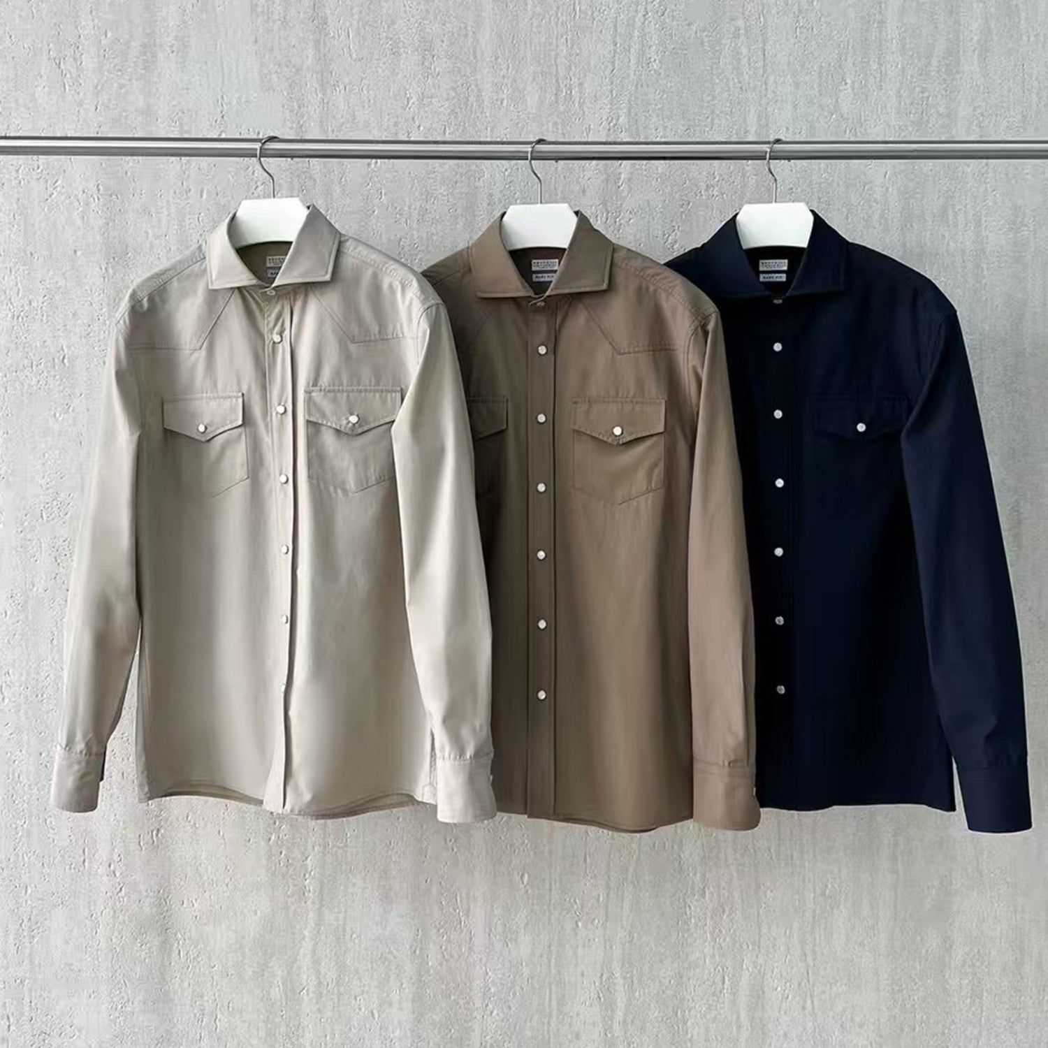 Brunello Cucinelli Men's Spring And Autumn Lapel Single-Breasted Solid Colour Shirt Fashion Casual Long-Sleeved Shirt Jacket Ngvp #1471