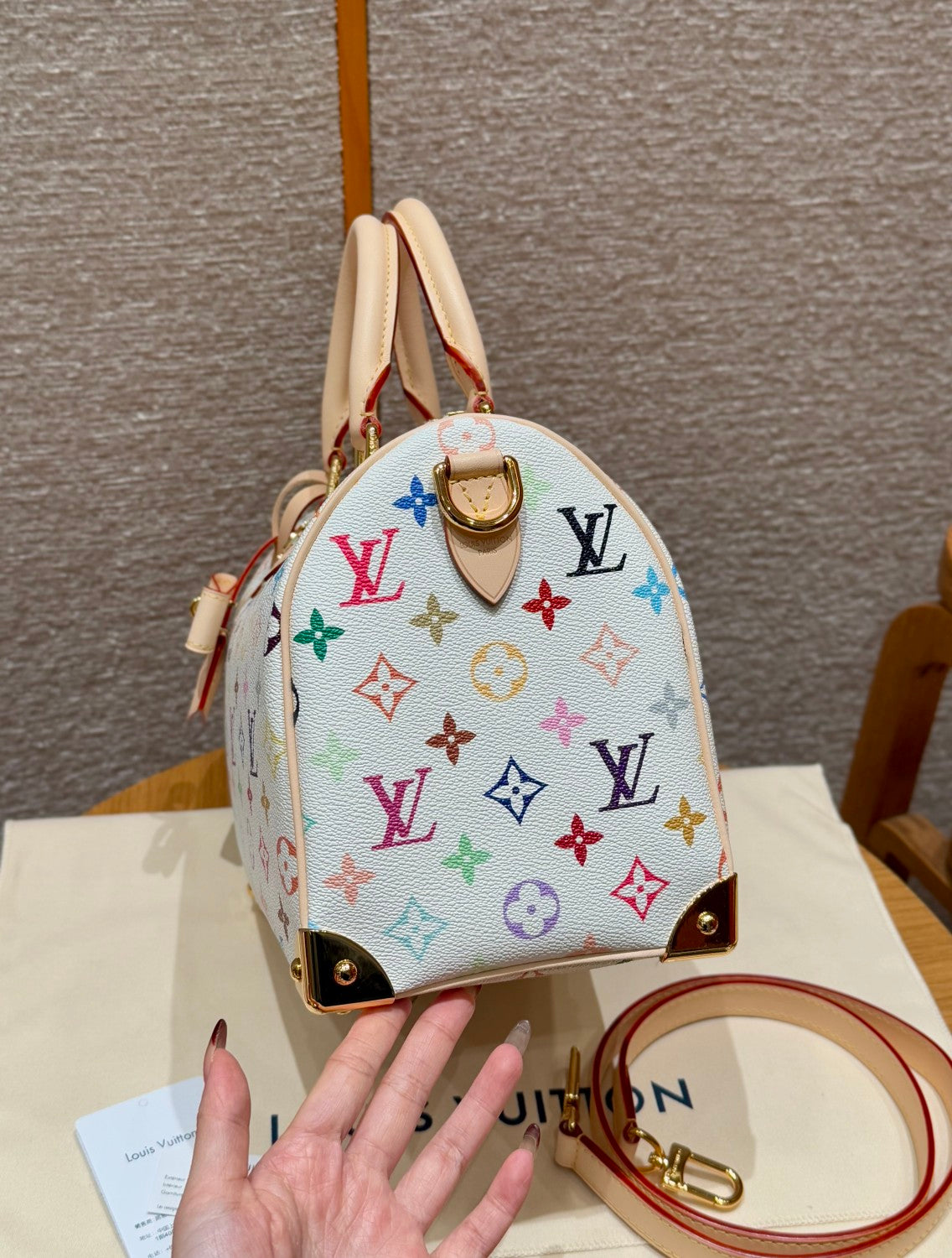 Louis Vuitton Lv X Tm Speedy Bandoulière 25 Women's Colorful Monogram Print Adjustable Detachable Strap Leather Shoulder Crossbody Bag Tote Bags #75434