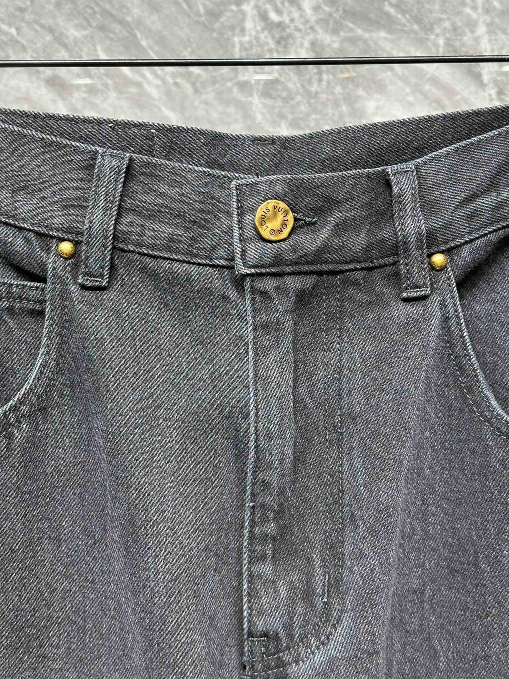 Louis Vuitton Men's Spring/autumn Fashion Casual Classic Logo Embossed Loose Straight Leg Workwear Denim Pants #78388