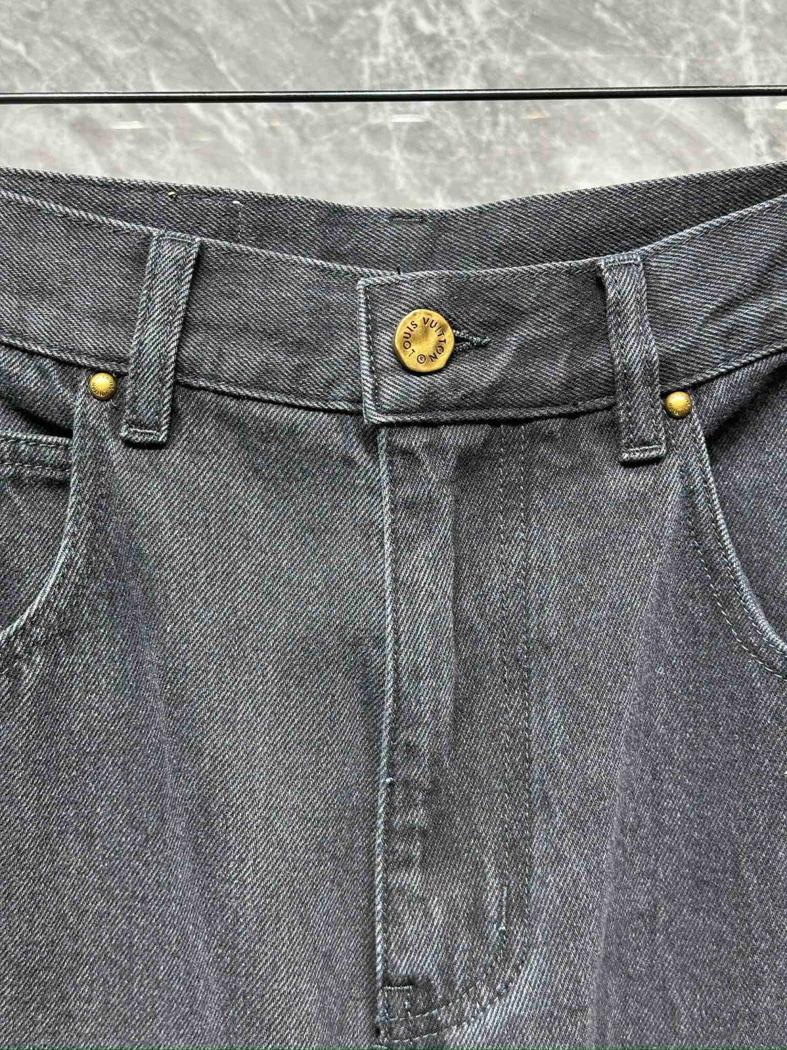 Louis Vuitton Men's Spring/autumn Fashion Casual Classic Logo Embossed Loose Straight Leg Workwear Denim Pants #78388