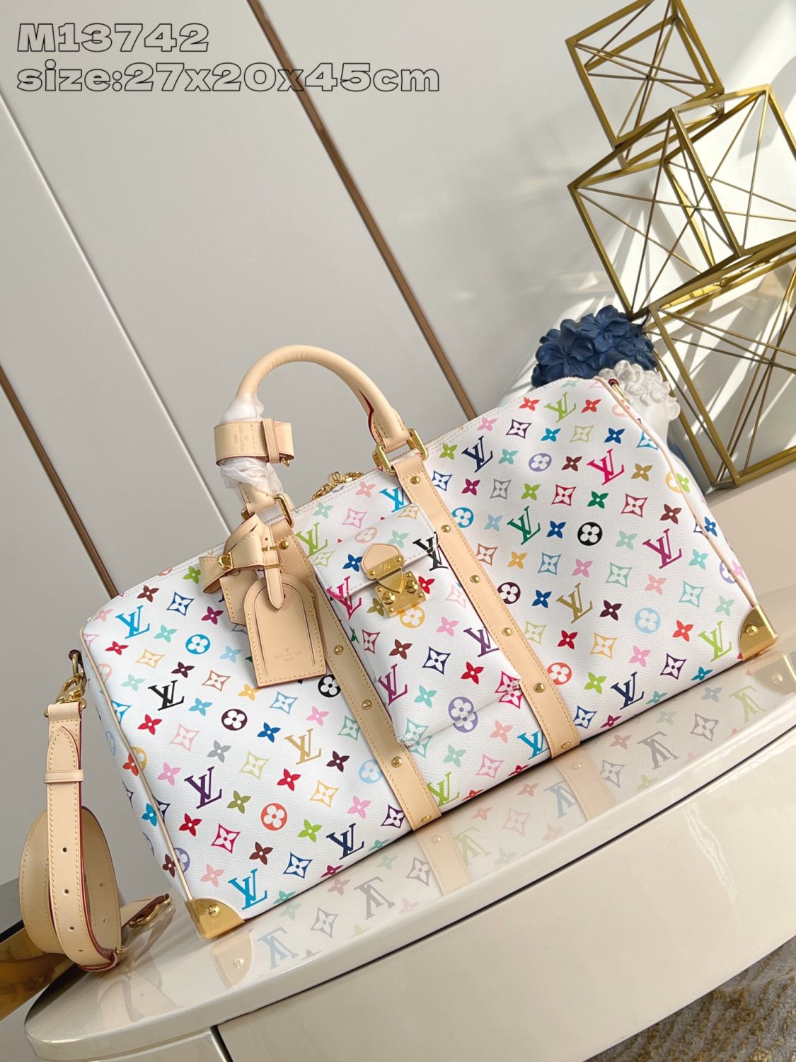 Louis Vuitton Keepall Bandoulière 45 Men's Detachable Adjustable Shoulder Strap Zipper Closure Canvas with Colorful Print Shoulder Handbag Bag Bags #75241
