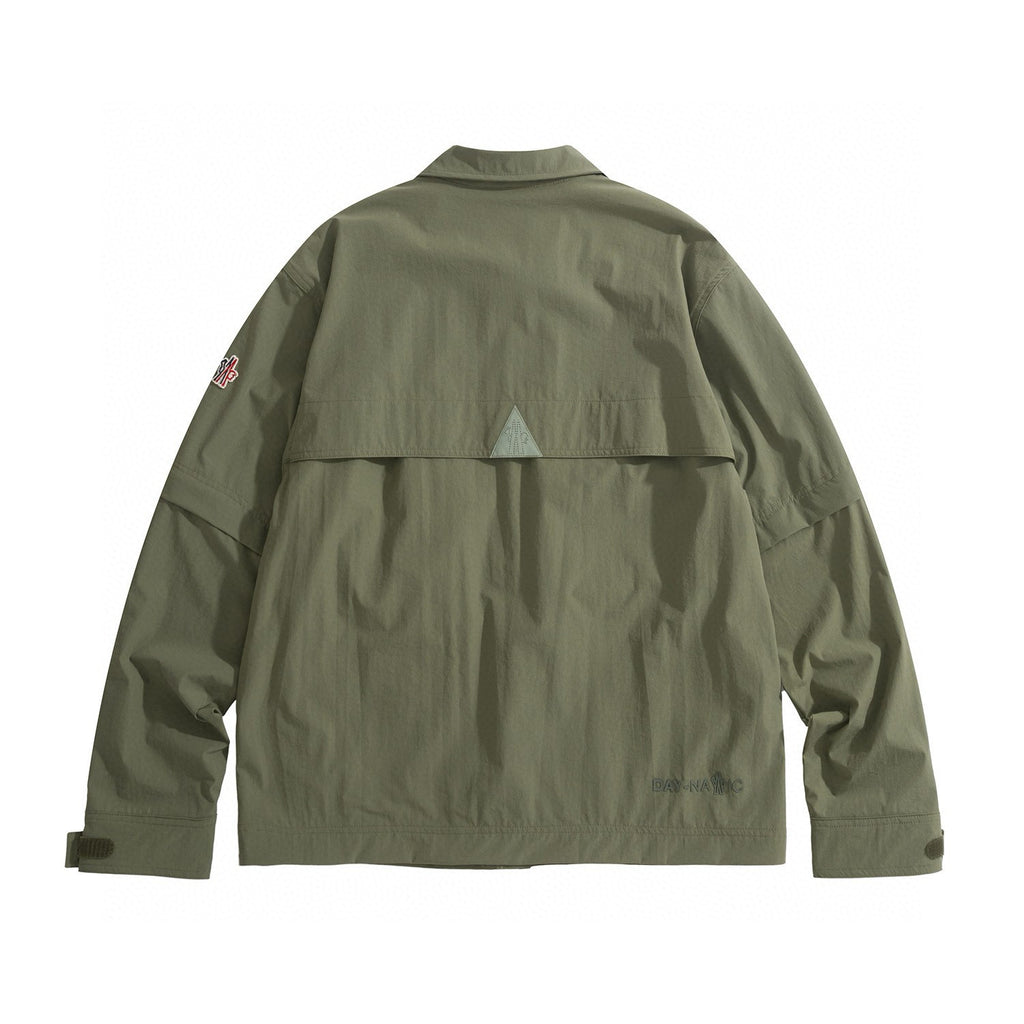 Moncler Men's Spring/Fall Casual Single-Breasted Solid Color Multi Pocket Detachable Sleeve Workwear Jacket #78895