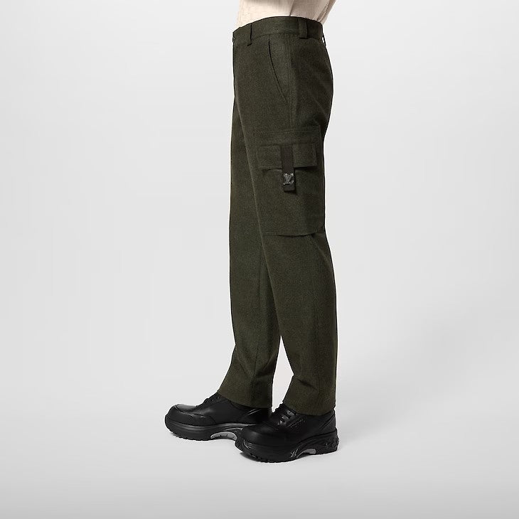 Louis Vuitton Men's Solid Color Mid Waist Side Pocket Straight Fitting Wool Workwear Pants #98294
