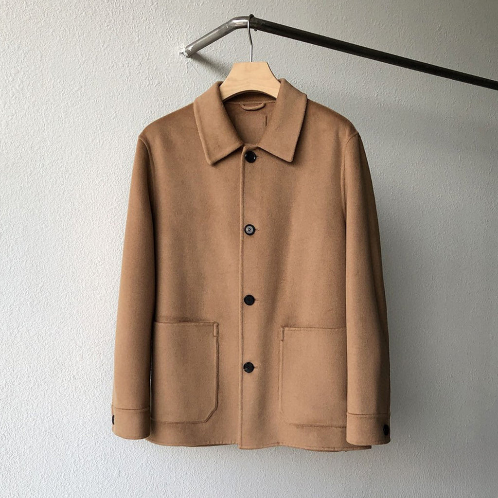 Ermenegildo Zegna Men's Spring And Fall Fashion Silhouette Handmade Double-sided Tweed Solid Color Casual Cashmere Coat Ngvp #98584