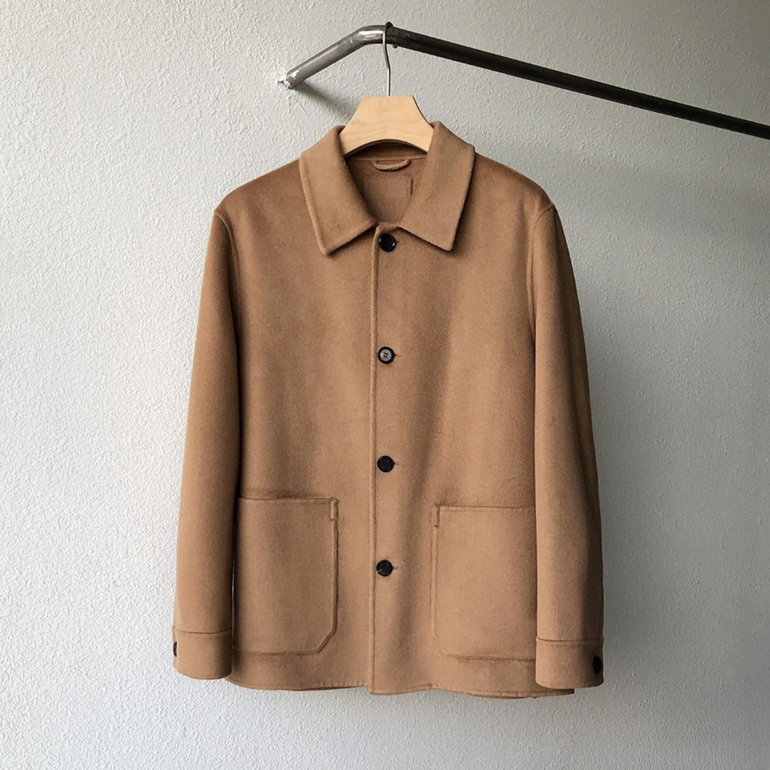 Ermenegildo Zegna Men's Spring And Fall Fashion Silhouette Handmade Double-sided Tweed Solid Color Casual Cashmere Coat Ngvp #98584
