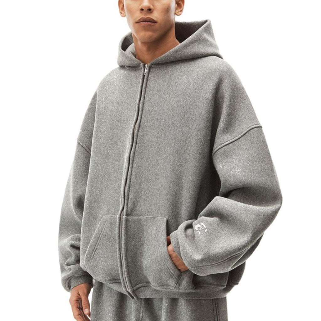 Alexander Wang Gray Zippered Loose Hooded Sweatshirt Ngvp #6687